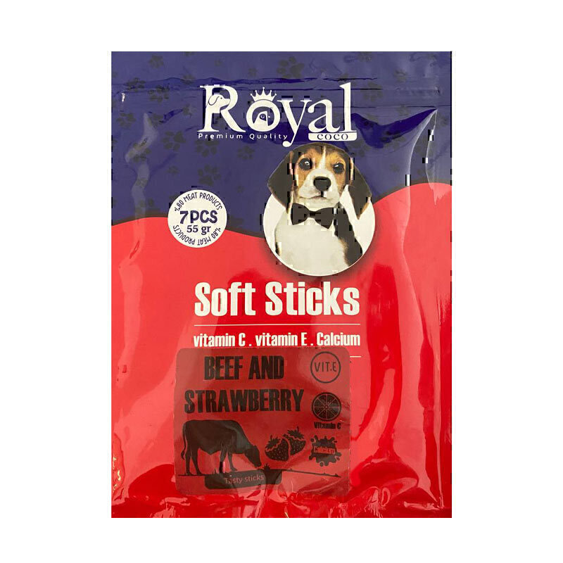 تشویقی مدادی نرم سگ با طعم گوشت و توت فرنگی رویال کوکو